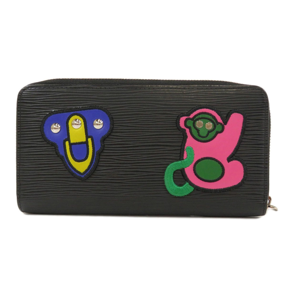 Louis Vuitton Long Wallet coin Stories Epi Leather purse Zippy Black